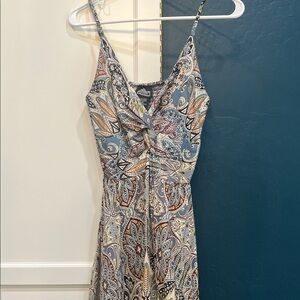 Angie Paisley Print Midi Dress - Blue and Brown